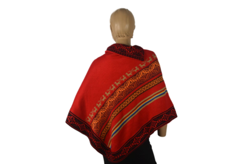 Alpaka Poncho Chakana Rot