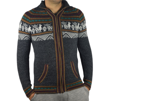 Alpaka Strickjacke Atahualpaza dunkelgrau