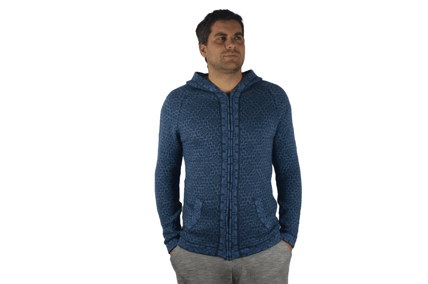Strickjacke Andenkreuz blau Variante 1 Strickjacke Andenkreuz blau Variante 1