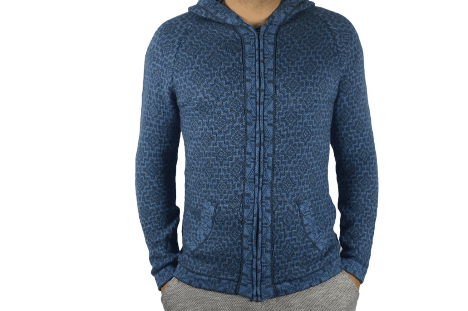 Strickjacke Andenkreuz blau Variante 1 Strickjacke Andenkreuz blau Variante 1