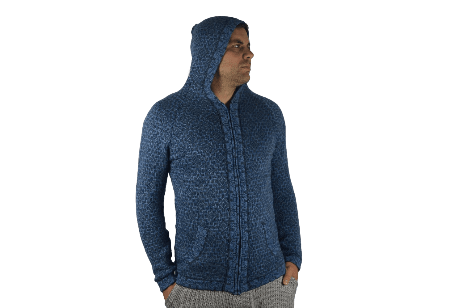 Strickjacke Andenkreuz blau Variante 1 Strickjacke Andenkreuz blau Variante 1