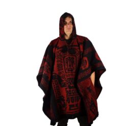 Großer Poncho schwarz rot