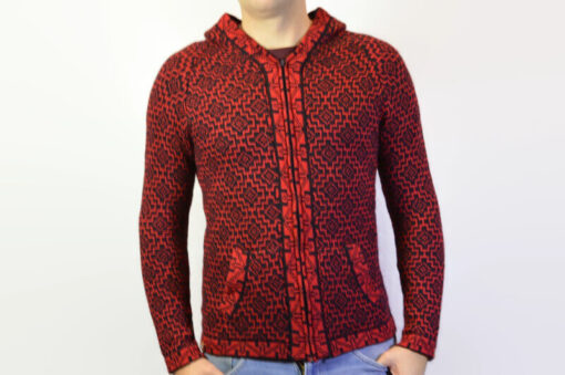 Alpaka Strickjacke Andenkreuz rot Variante 3