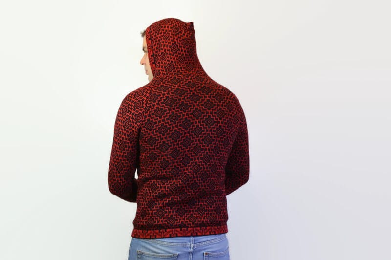 Alpaka Strickjacke Andenkreuz rot Variante 3 Alpaka Strickjacke Andenkreuz rot Variante 3