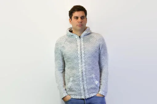 Alpaka Strickjacke Andenkreuz weiß Variante 4