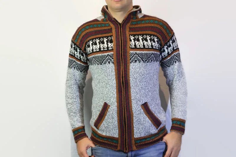 Alpaka Strickjacke 'Atahualpaza' aus feinster Alpaka-Wolle