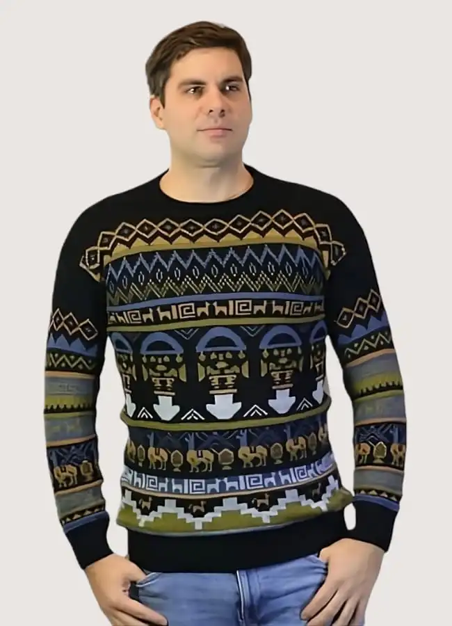 Schwarzer Alpaka Pullover