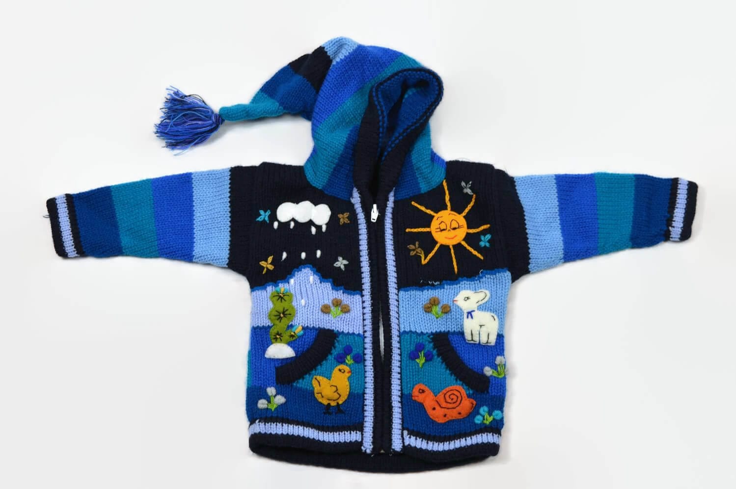 Kinderstrickjacke Blaue Eiswelt Gr. 74-80 Variante 1 Kinderstrickjacke Blaue Eiswelt Gr. 74-80 Variante 1