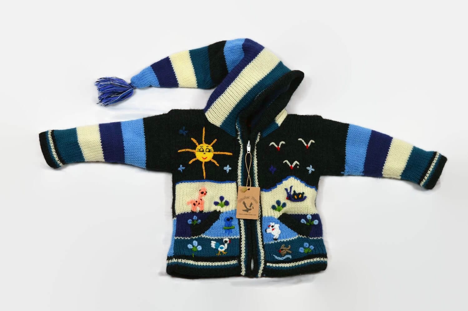 Kinderstrickjacke Blaue Eiswelt Gr. 74-80 Variante 2 Kinderstrickjacke Blaue Eiswelt Gr. 74-80 Variante 2
