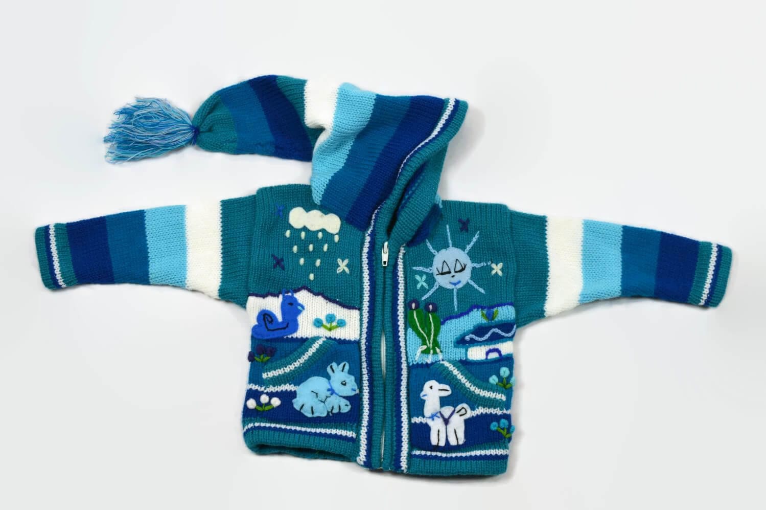 Kinderstrickjacke Blaue Eiswelt Gr. 74-80 Variante 7 Kinderstrickjacke Blaue Eiswelt Gr. 74-80 Variante 7