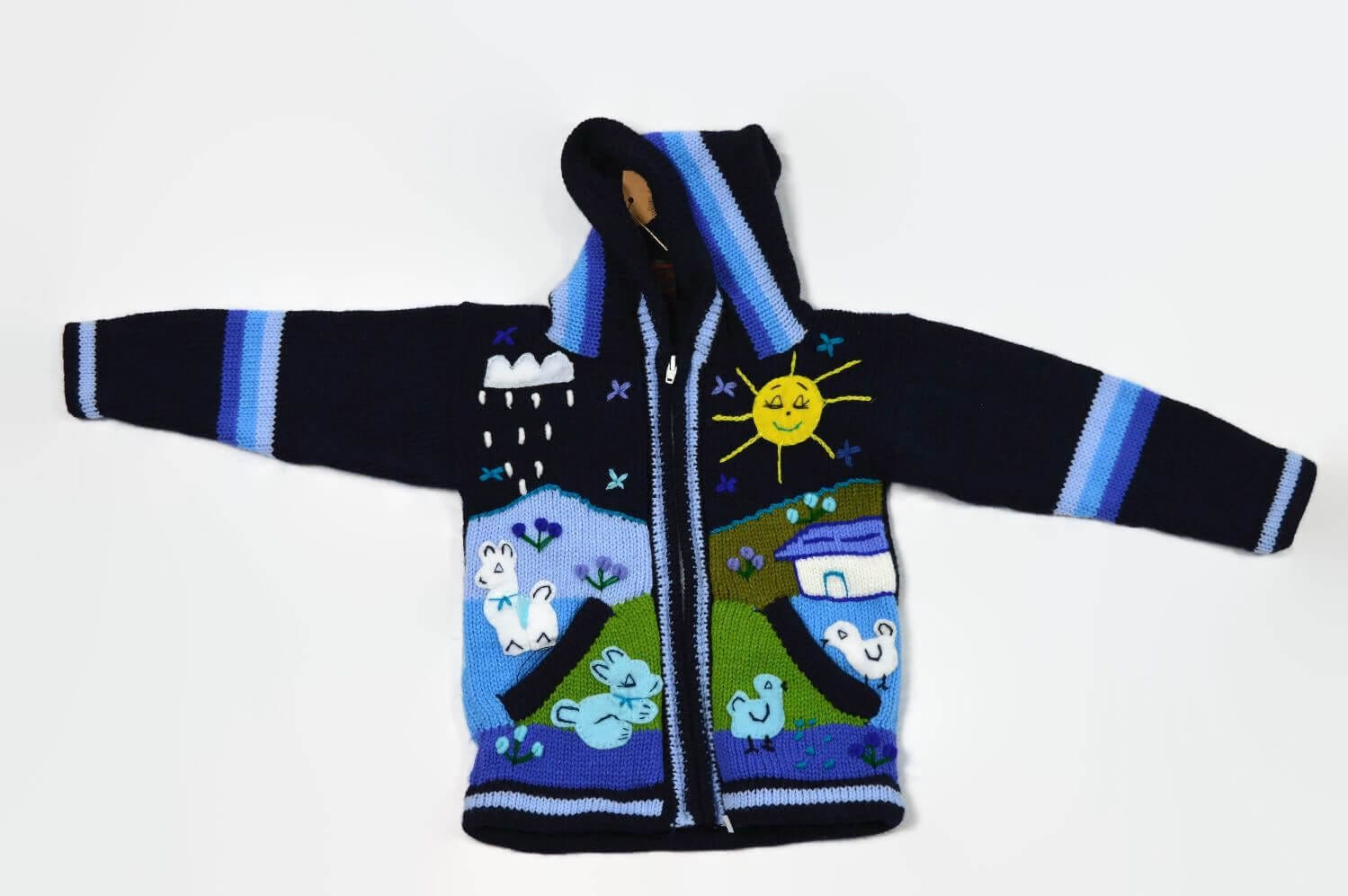 Kinderstrickjacke Blaue Eiswelt Gr. 86-92 Variante 1 Kinderstrickjacke Blaue Eiswelt Gr. 86-92 Variante 1