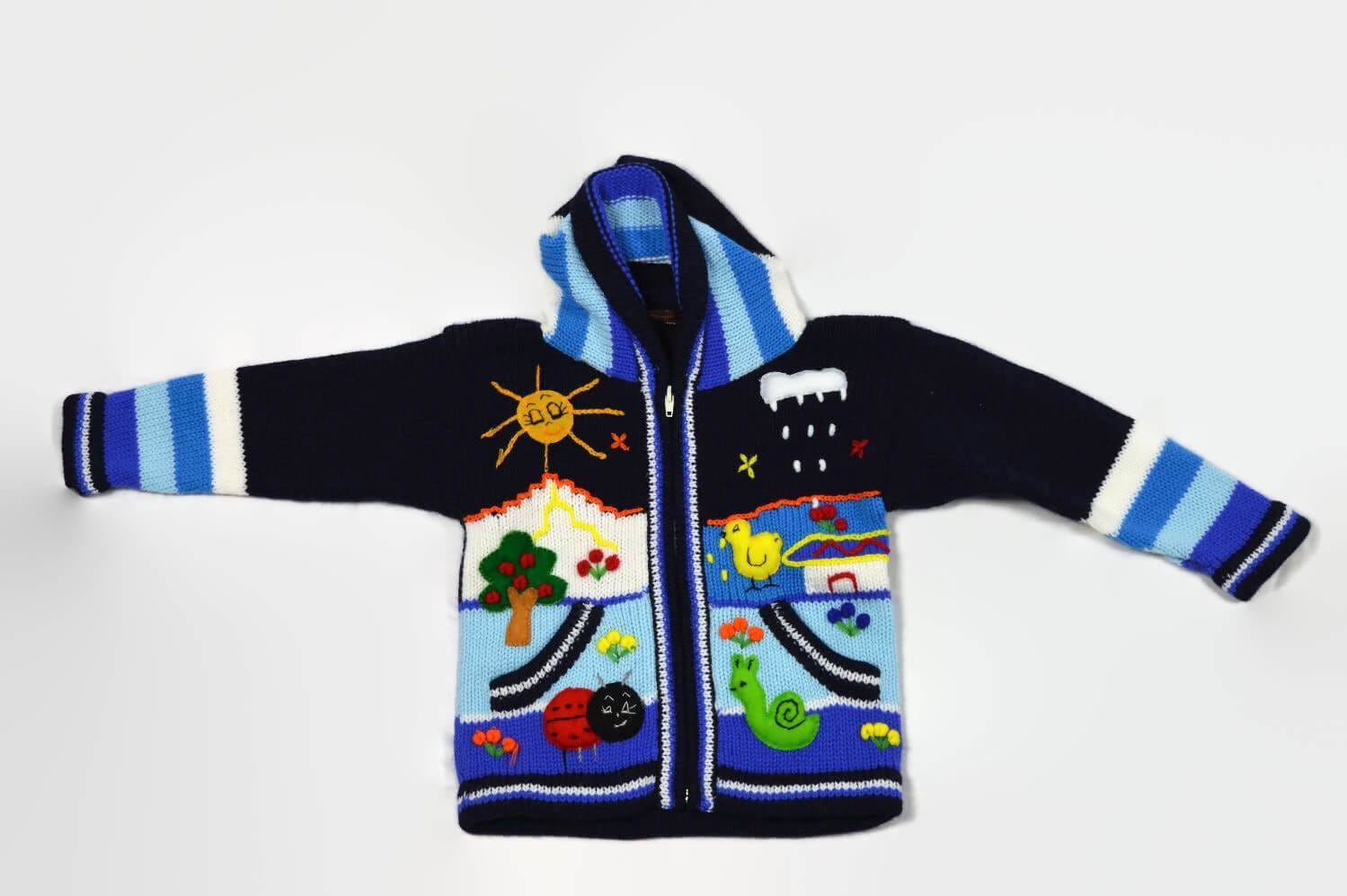 Kinderstrickjacke Blaue Eiswelt Gr. 86-92 Variante 2 Kinderstrickjacke Blaue Eiswelt Gr. 86-92 Variante 2