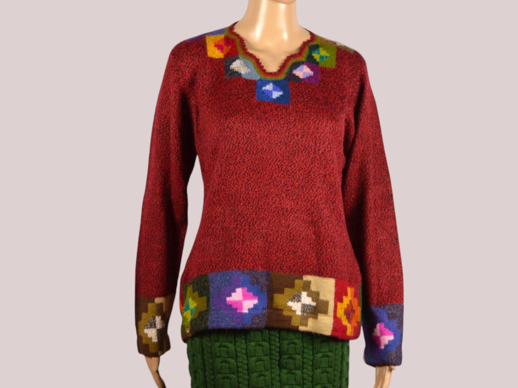 Alpaka Pullover für Damen Collos weinrot L Alpaka Pullover für Damen Collos weinrot L