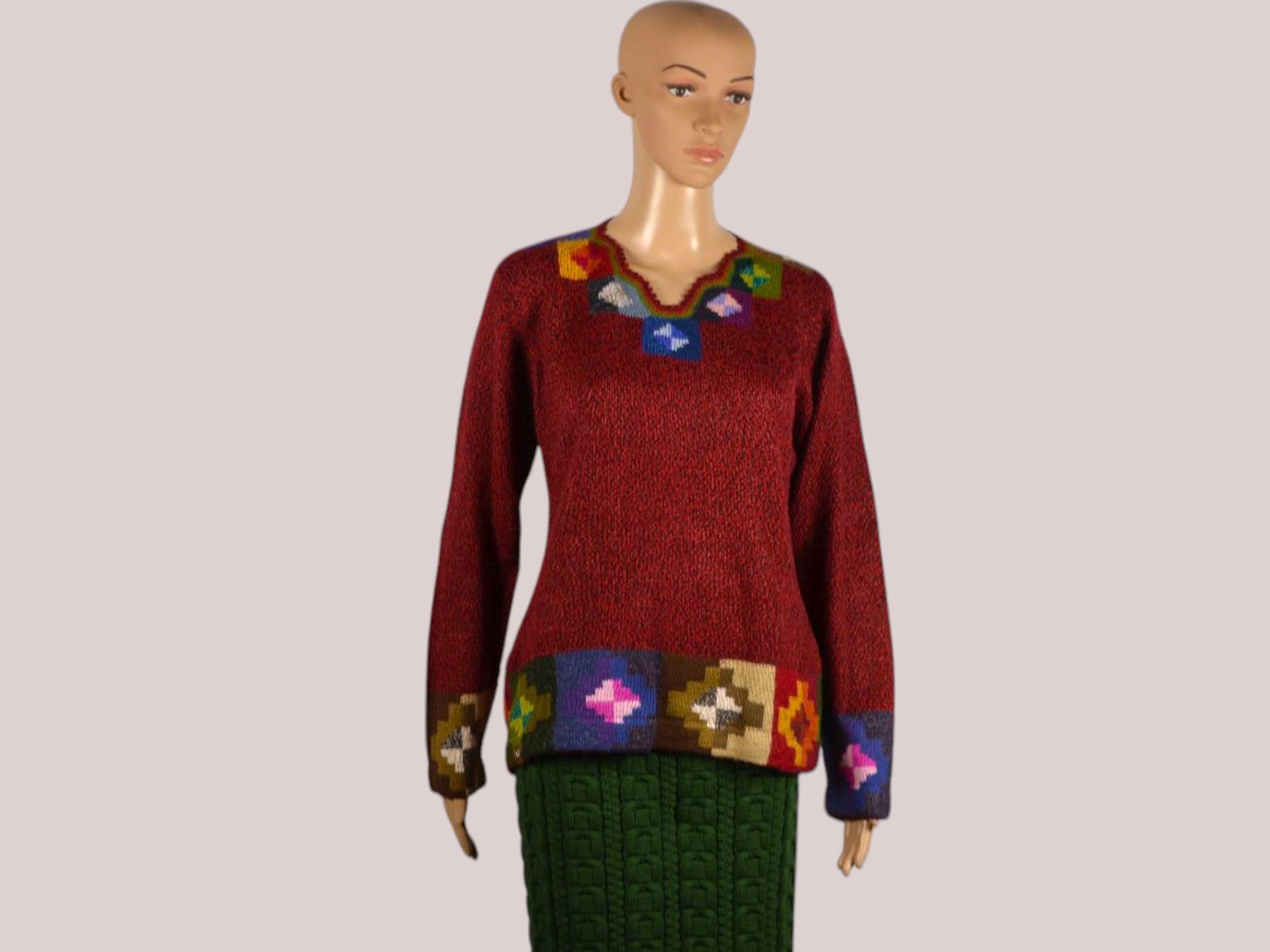 Alpaka Pullover für Damen Collos weinrot L Alpaka Pullover für Damen Collos weinrot L