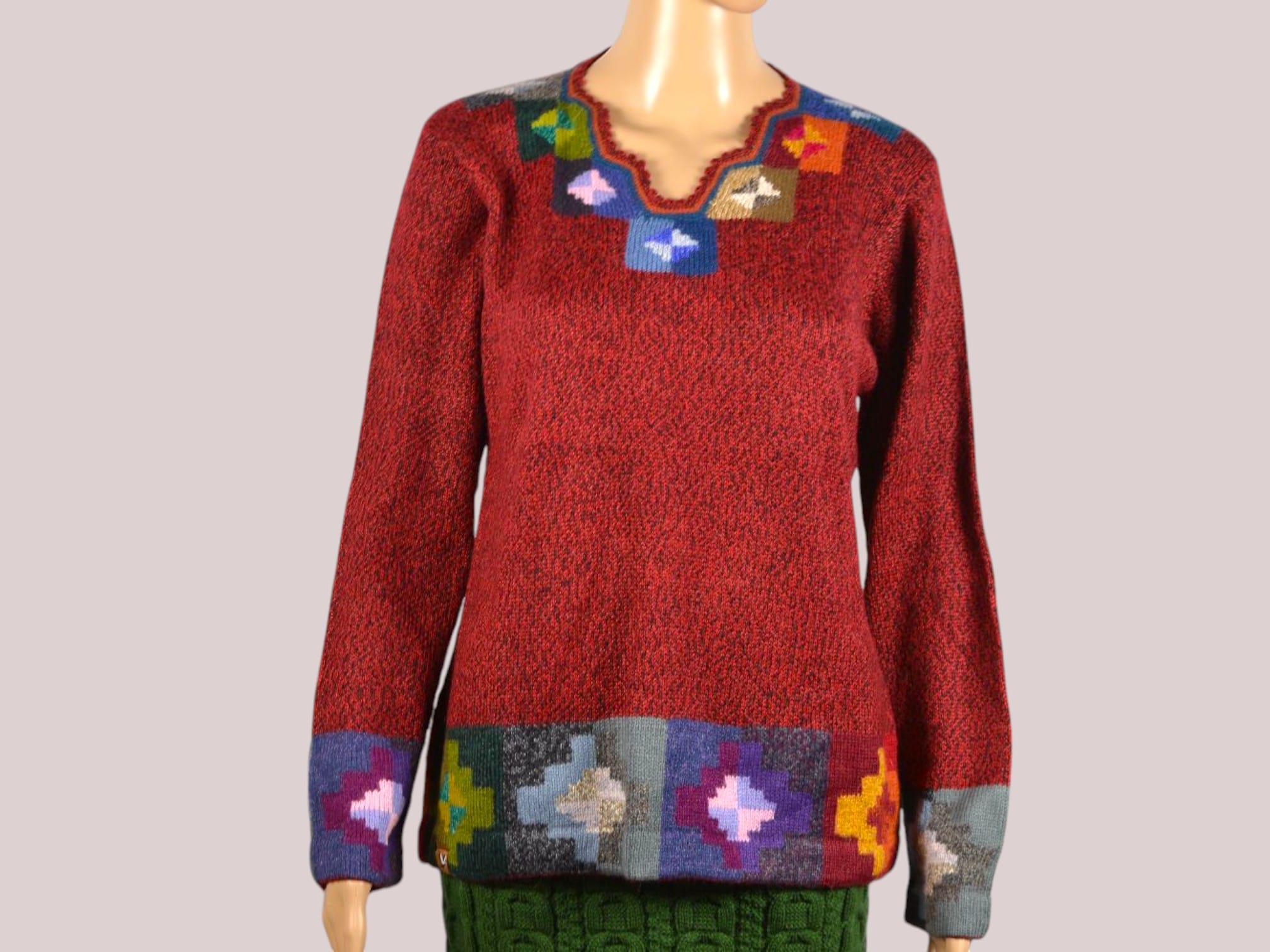 Alpaka Pullover für Damen Collos weinrot M Alpaka Pullover für Damen Collos weinrot M