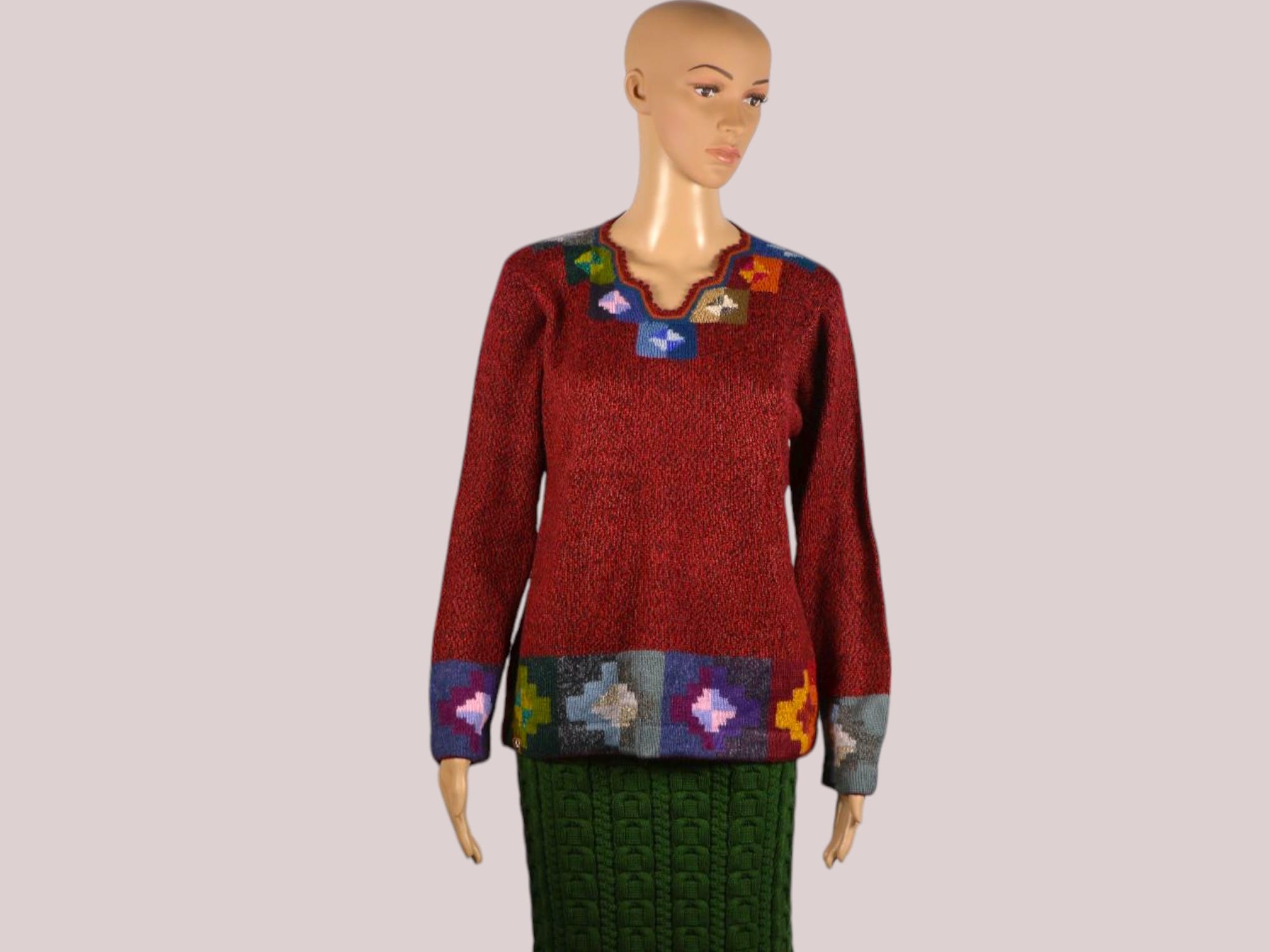 Alpaka Pullover für Damen Collos weinrot M Alpaka Pullover für Damen Collos weinrot M