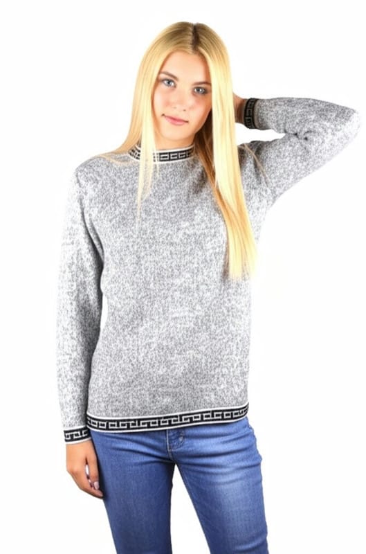 Damenpullover aus Alpaka Inka hellgrau