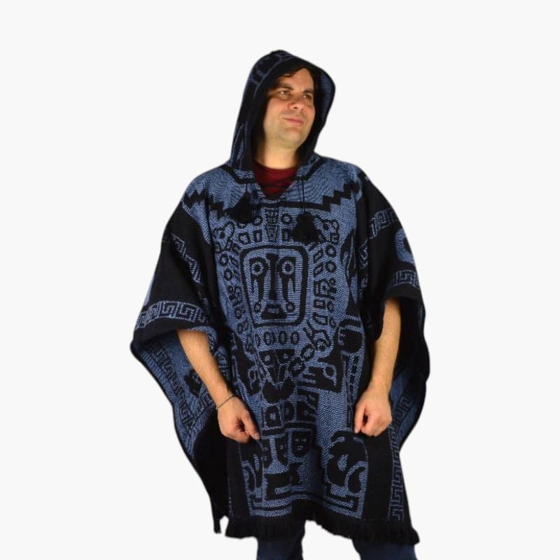 Alpaka Poncho Sirius blau