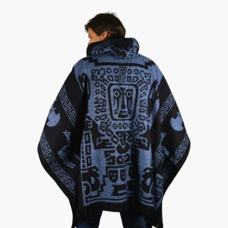 Alpaka Poncho Sirius blau