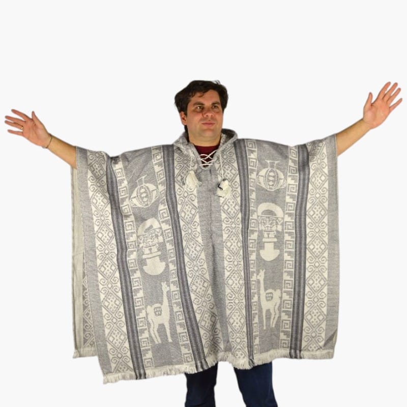 Alpaka Poncho Sirius hellgrau