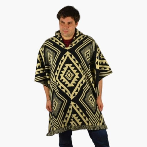 Alpaka Poncho Cuadros Dunkelgrau