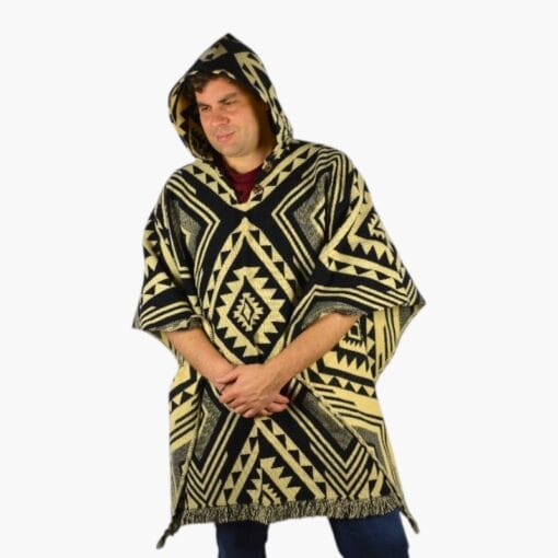 Alpaka Poncho Cuadros Dunkelgrau