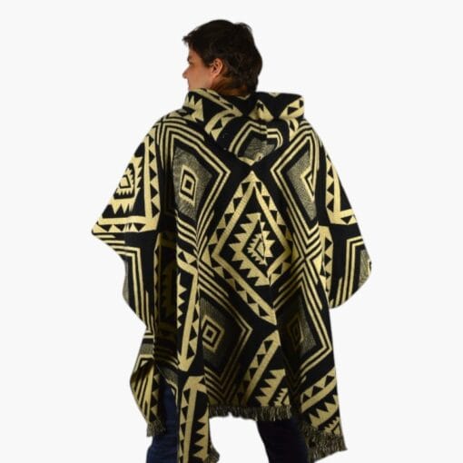Alpaka Poncho Cuadros Dunkelgrau