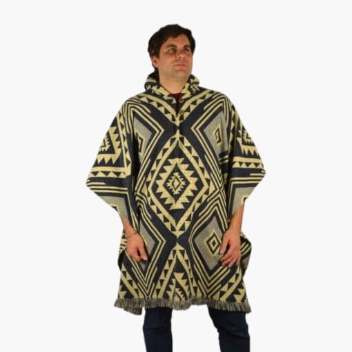 Alpaka Poncho Cuadros Grau