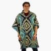 Alpaka Poncho Cuadros Hellblau
