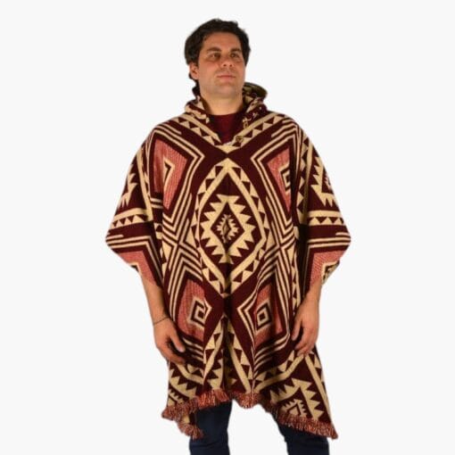 Alpaka Poncho Cuadros Rot