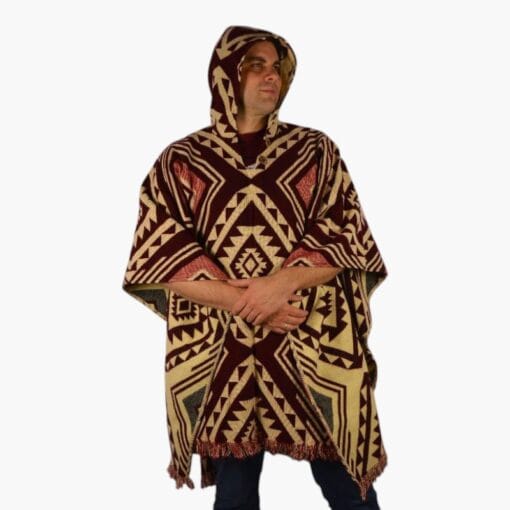 Alpaka Poncho Cuadros Rot