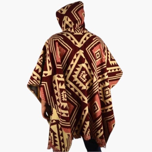 Alpaka Poncho Cuadros Rot