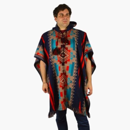 Alpaka Poncho Pichu blau