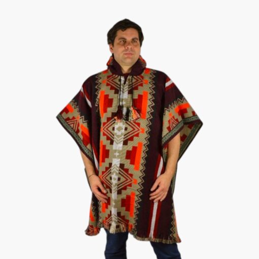 Alpaka Poncho Pichu weinrot