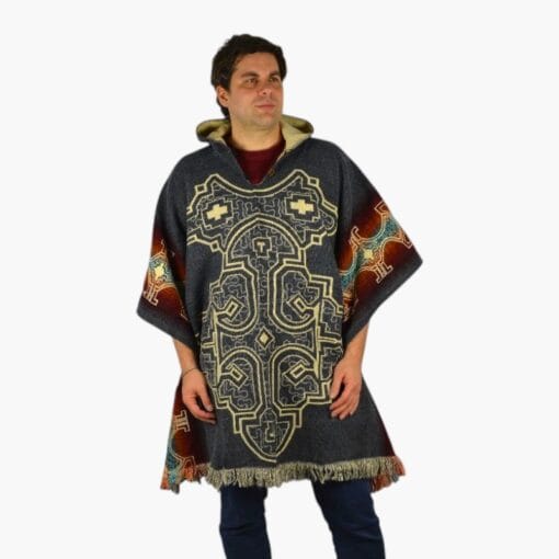 Alpaka Poncho Wayna Grau