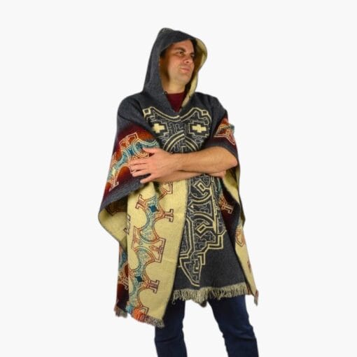 Alpaka Poncho Wayna Grau