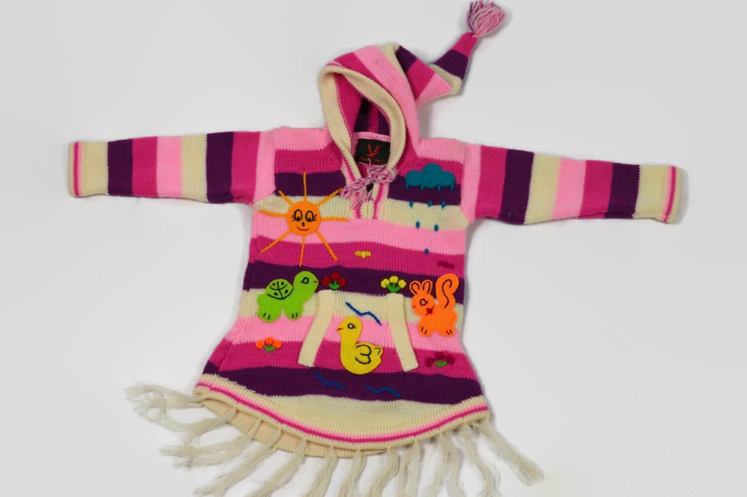 Rosafarbiger Kinderponcho Gr. 86-92 Variante 1