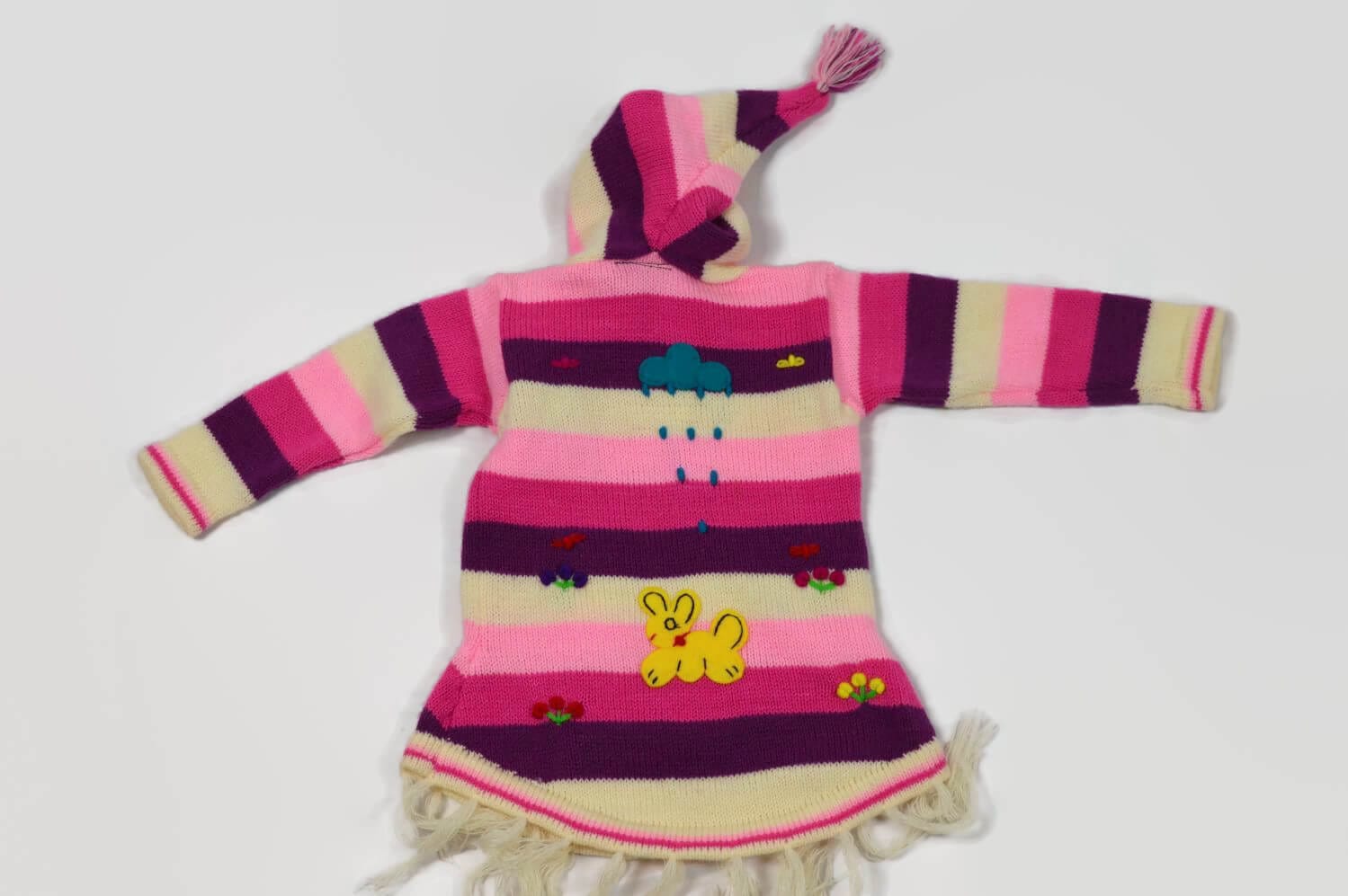 Rosafarbiger Kinderponcho Gr. 86-92 Variante 1