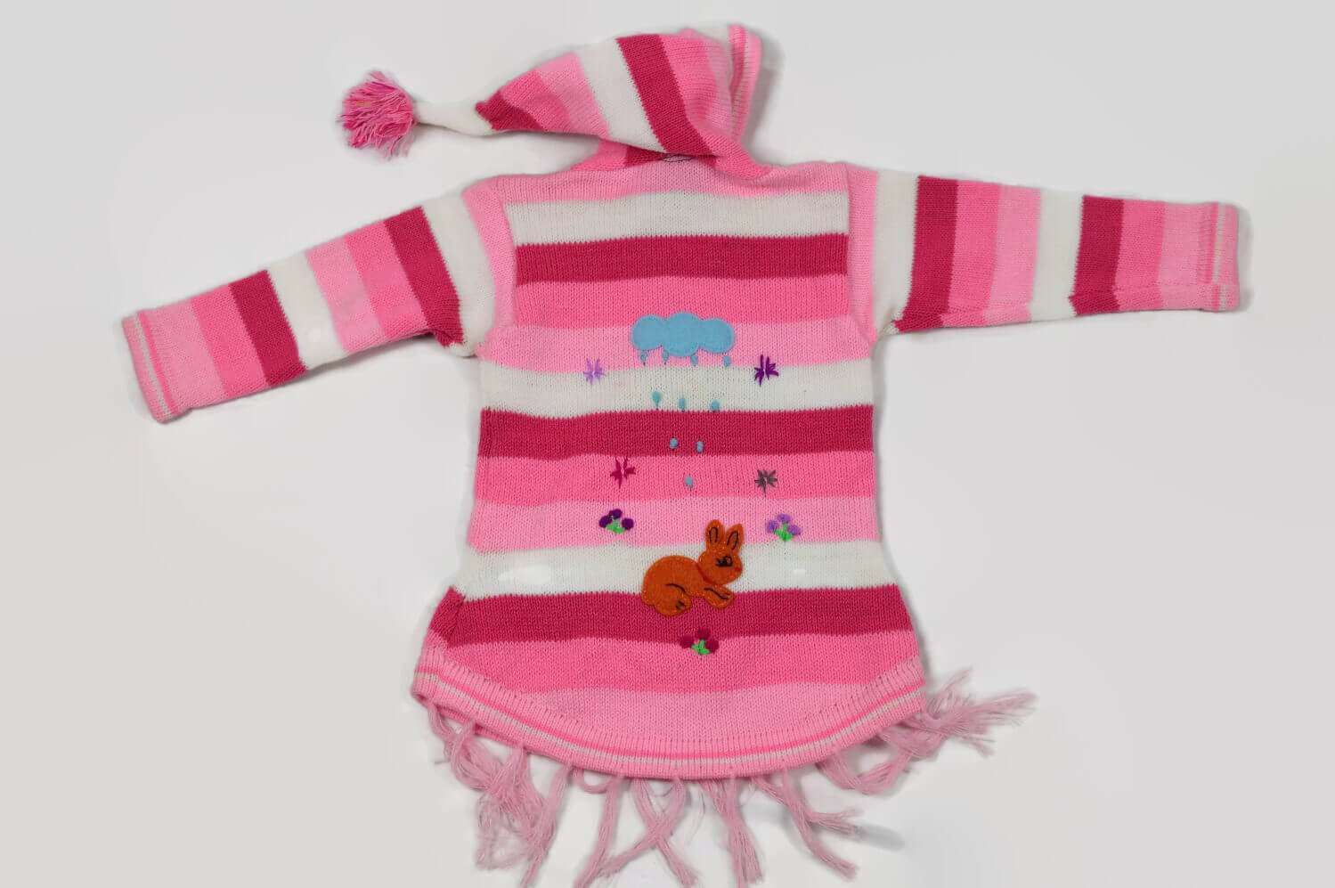 Rosafarbiger Kinderponcho Gr. 86-92 Variante 2