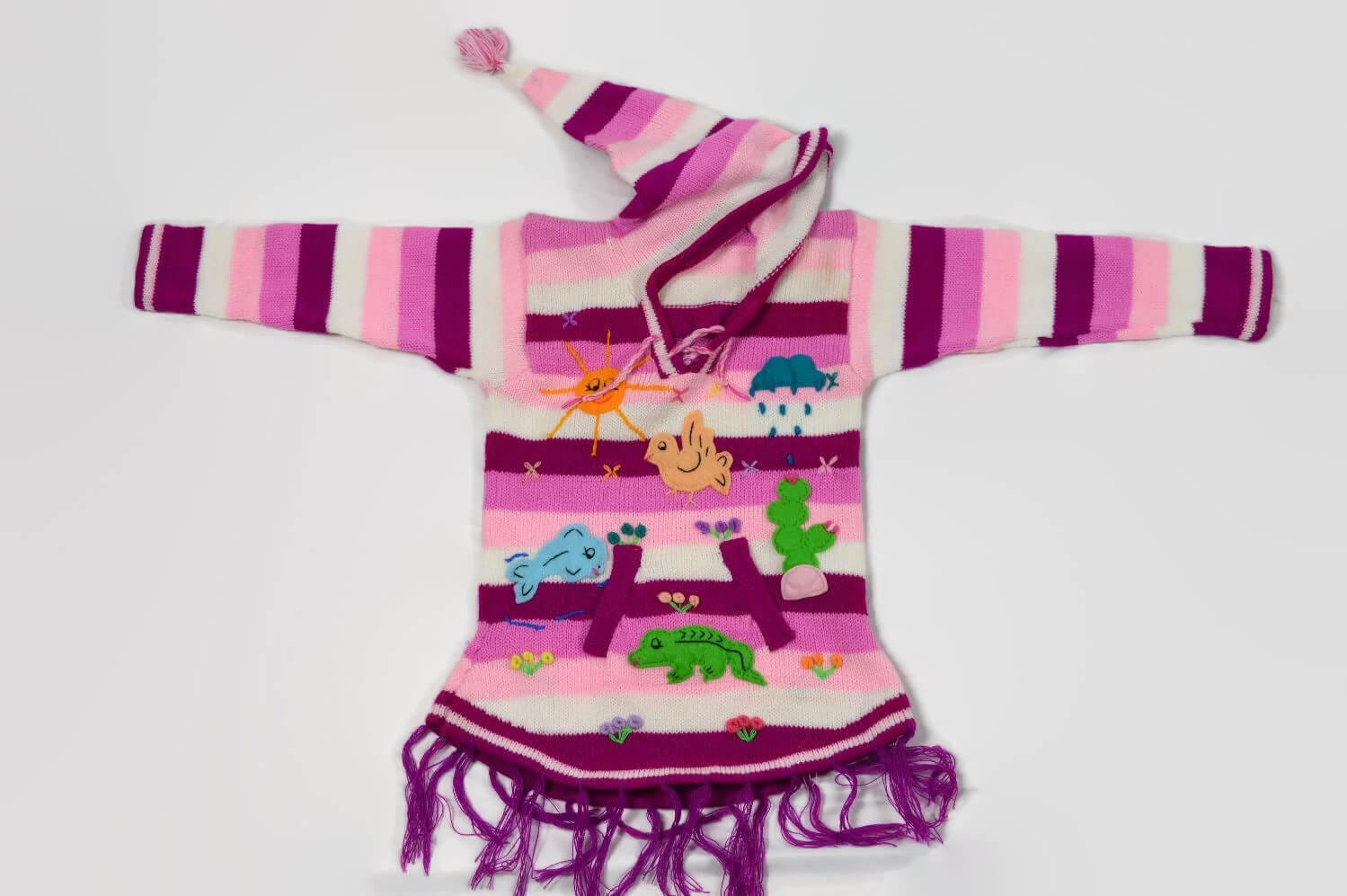 Rosafarbiger Kinderponcho Gr. 86-92 Variante 3