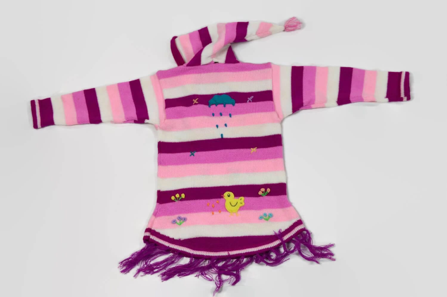 Rosafarbiger Kinderponcho Gr. 86-92 Variante 3