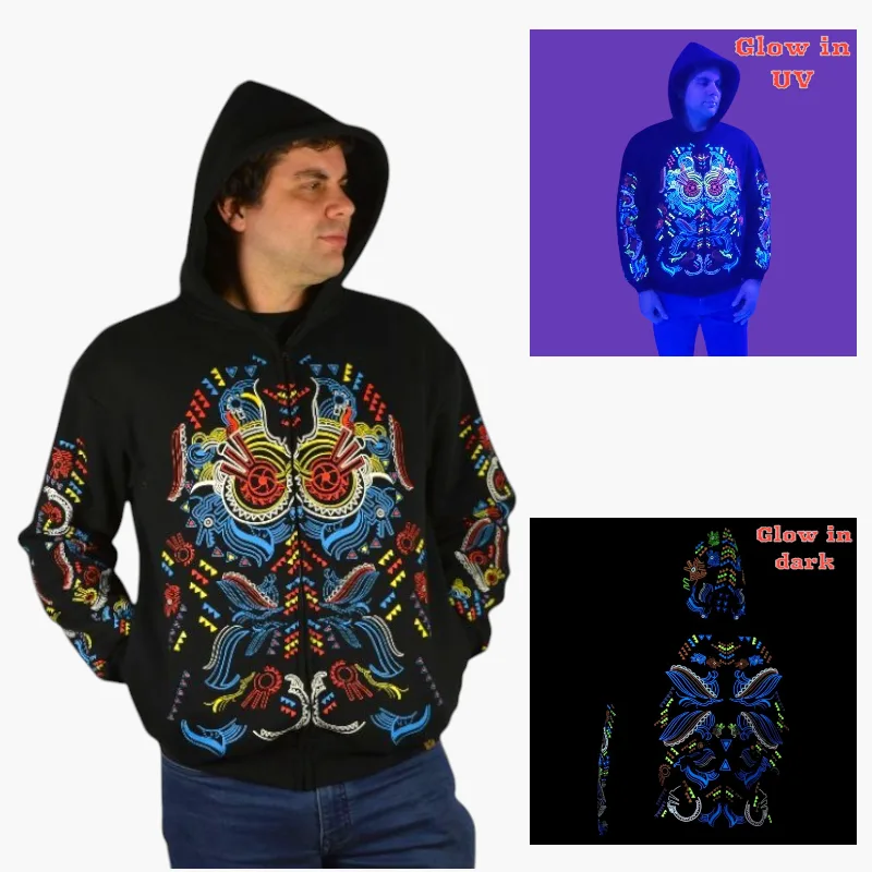 Cóndor Pasa ❤️ | Alpaka-Bekleidung aus Peru & Alpaka Mode 22 Schwarzlicht Zipper Buho