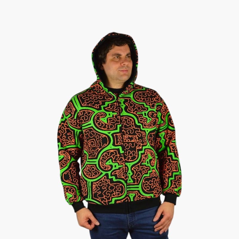 Schwarzlicht Zipper Shipibo grün