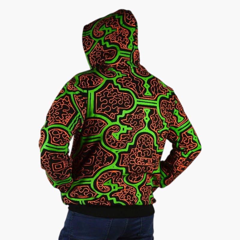 Schwarzlicht Zipper Shipibo grün