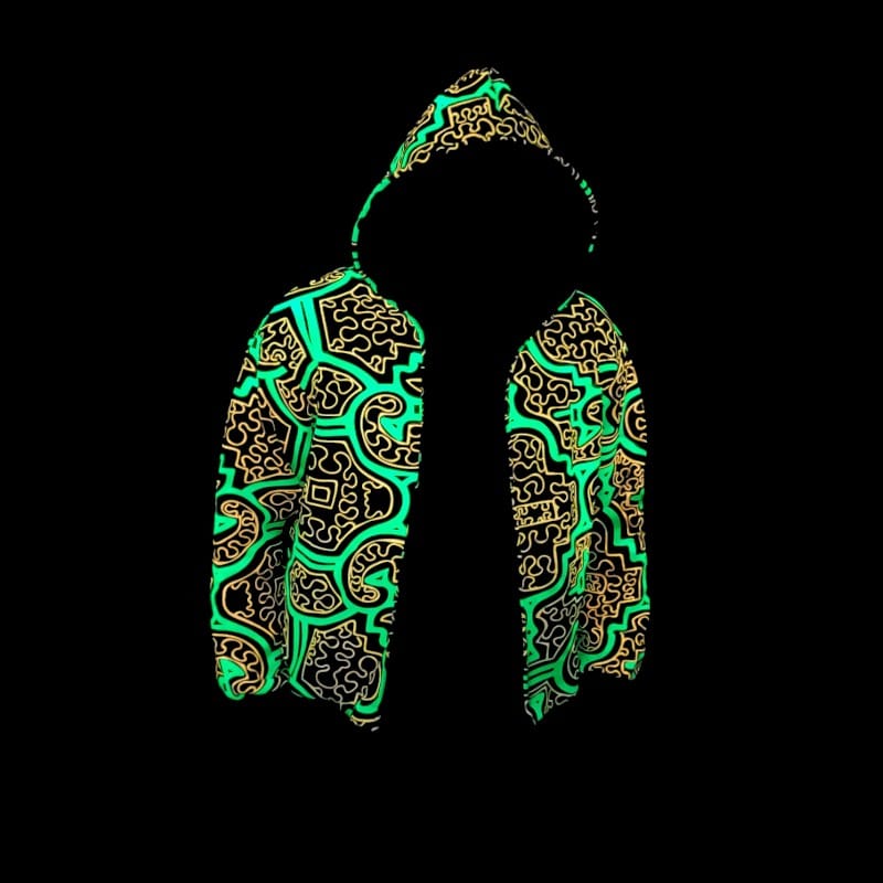 Schwarzlicht Zipper Shipibo grün