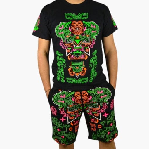 Schwarzlicht Set T-Shirt Shorts Jaguar
