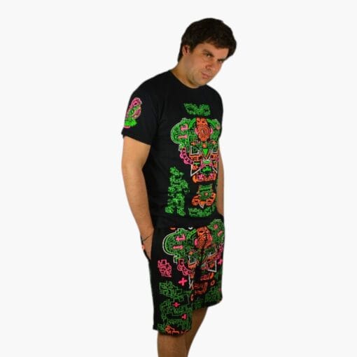 Schwarzlicht Set T-Shirt Shorts Jaguar