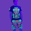 Schwarzlicht Set T-Shirt Shorts Jaguar