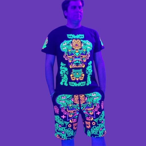 Schwarzlicht Set T-Shirt Shorts Jaguar