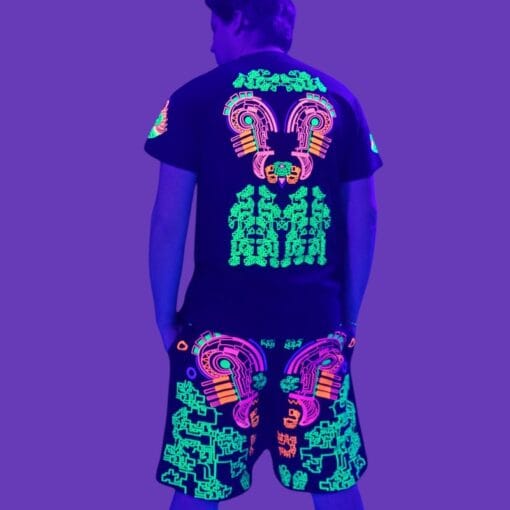 Schwarzlicht Set T-Shirt Shorts Jaguar